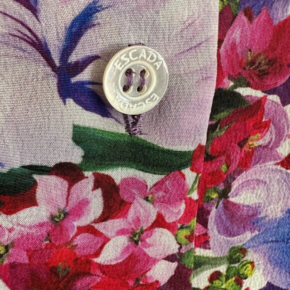 Escada Nicoli Silk Floral Blouse Womens Size 38 M Button Up Shirt Classic Work - Picture 5 of 11